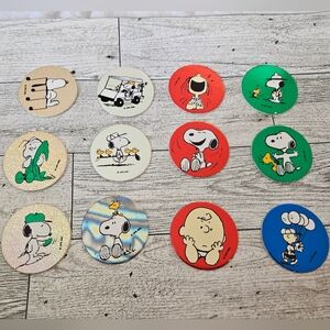 12 Pogs | Peanuts | Snoopy | Charlie Brown | Games & Collectibles | Vintage |90s